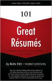 101 Great Resumes, (1598638556), Ron Fry, Textbooks   
