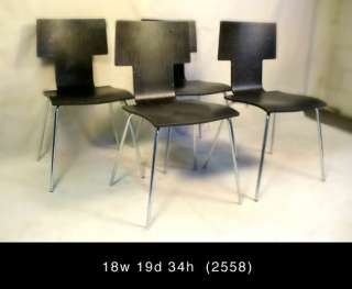 Four) Ebonized West Elm & Chrome Dining Chairs (2558)r.  