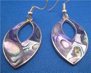 Alpaca Mexico Silver Dangle Earrings Violet Abalone  