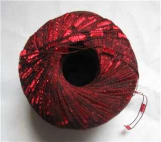SALE LADDER Red Black Ladder Lurex Sparkly Trellis Ribbon Yarn 18326 