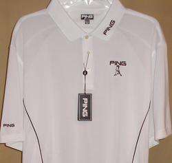 PING Tour Logo Back Spin s/s Golf Polo XL (White)  