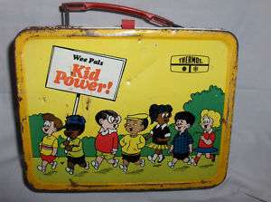 Kid Power  Wee Pals `1973`YellowWith Red Handle Metal Lunchbox 