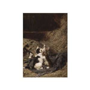  Julius Adam   Kittens In The Hay Giclee