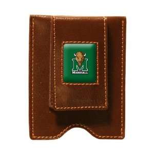  Marshall Thundering Herd Brown Leather Money Clip & Card 