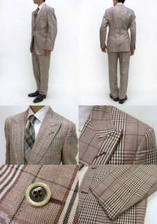  Ad Campaign Light Brown Prince Of Wales Suit Sz 50R(IT) 40R(US)  