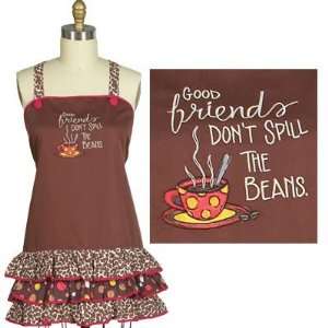  Good Friends Coffee Embroideries Frill Apron by Kay Dee 