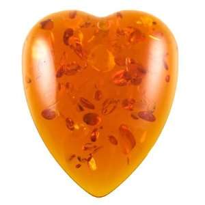  48x38mm Amber (Amberlite) Heart Cabochon with Hole for 