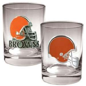  Cleveland Browns NFL 2pc Rocks Glass Set Sports 