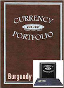 BCW Currency Burgundy Folder Hold 30 Banknotes New  