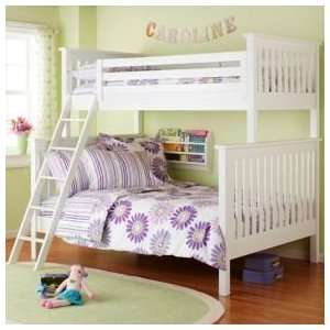  Kids Bunk Beds Kids Twin   Over   Full White Simple Plank Bunk Bed 