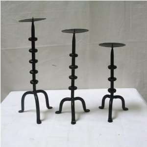  Black Wrought 3 Piece Iron Curling Candle holder Stand 