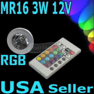 MR16 Remote Control 16 Color RGB LED Bulb Light 12V 3W  