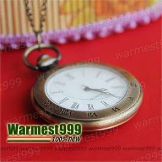   Vintage Bronze Copper Brass Quartz Pocket Watch Pendant Necklace HB042