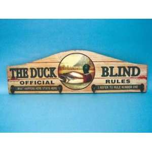   The Duck Blind Rules Hook Plaque Wood Sign 23.5 X 7