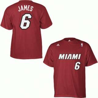 Miami Heat Lebron James HIGH DENSITY Red Adidas T Shirt sz Large 