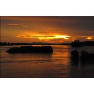  Sunset on the Mekong River, Don Det, Laos   24x36 Poster 