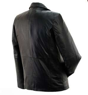 Men Solid Leather Casual Dress Jacket M L XL 2X BLACK  