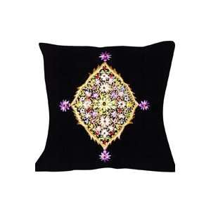 Indian Velvet Decorative Pillow with Diamond Design 