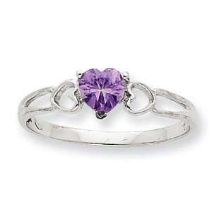 Amethyst Birthstone Ring in 10k White Gold