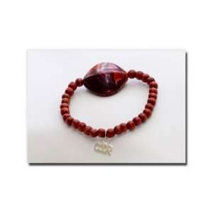  CTR Red Wood Bead Bracelet, CTR Charm, One Size Fits All 