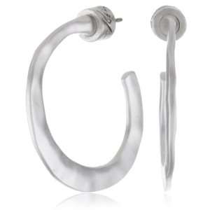  Kenneth Cole New York Post Hoop Earrings   Silver Crescent 