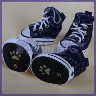 COOL New Blue DENIM SPORT Pet Dog Shoes Boots Sneakers  