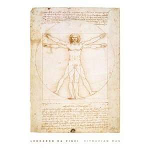  Vitruvian Man Finest LAMINATED Print Leonardo Da Vinci 