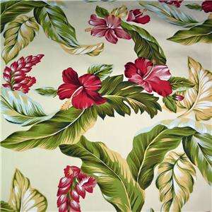 Luxury Cotton Fabric, Hawaiiprint Inc with Ginger, Hibiscus on Cream 