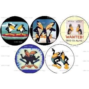  Set of 5 Heckle and Jeckle Pinback Buttons Pins 