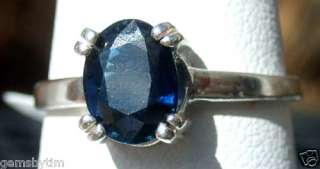 35ct Montana Sapphire Deep Blue Oval Ring SS sz7 Authenticity Card 
