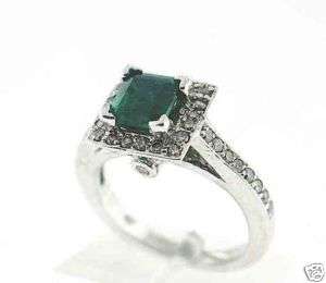 77 CT Emerald & Diamond Ladys Ring VS2/G 14K W.Gold  