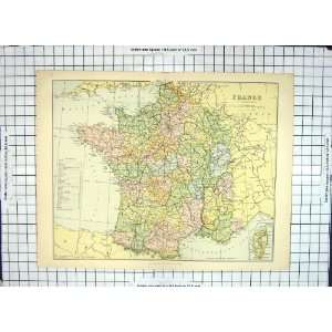  Antique Map Departments France Paris Corsica Bay Biscay 