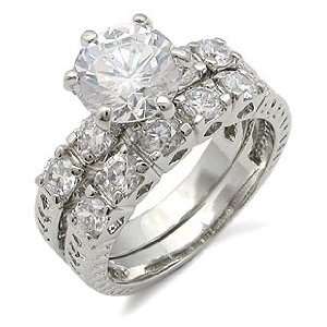  Antique Inspired Pave CZ Engagement and Wedding Rings 