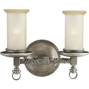  Mist Glass Enhanced By Subtle Forged Iron Twists, Antique Pewter