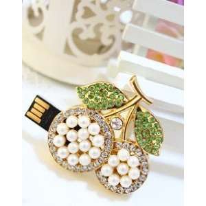  Lovely 8G Crystal Jewelry Cherry Style Strap USB Flash 