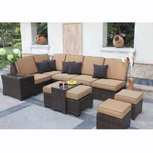  Villetta 9 Piece Sectional Seating Set Patio, Lawn 