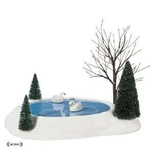  Dept. 56 Animated Accessory Swan Pond   NEW 2010