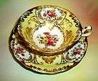 Royal Chelsea Gold & Painted Floral Yellow Tea Cup and Saucer Set