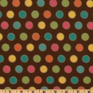  44 Wide Whimsy Dotted Circles Chocolate/Multi Fabric By 