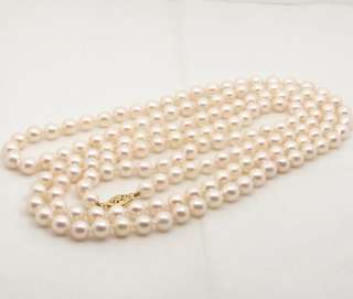 48 GENUINE 6.5 7.0MM AKOYA SEA WATER PEARL SOLID 14K GOLD CLASP 