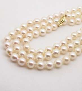 48 GENUINE 7   7.5MM AKOYA SEA WATER PEARL SOLID 14K GOLD CLASP 