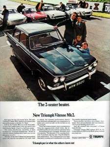 1969 Triumph Vitesse Mk 2 2 Seater Beater Original Rare Color Ad 