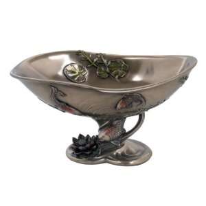  9.25 inch Victorian Ceramic Look Condiment Dish Lotus Koi 