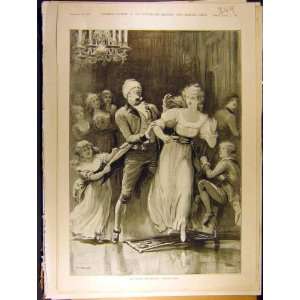  18959 Party Games Lady Man Children Walker Old Print