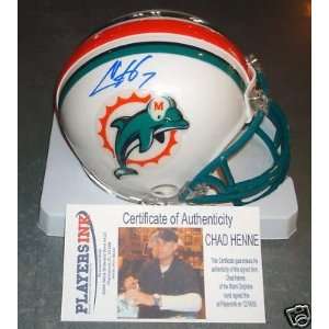 CHAD HENNE Signed MIAMI DOLPHINS Mini Helmet SIGNING   Autographed 