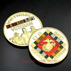  USMC Vietnam Veteran Gold plated Challenge Coin 676 