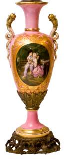 Antique Porcelain Table Lamp Depicting Paul & Virginie  