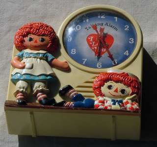   1974 Raggedy Ann & Andy Talking Alarm Clock   Untested As Is  