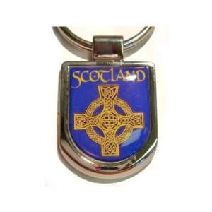  Scotland Blue Celtic Cross Shield Keyring scottish 