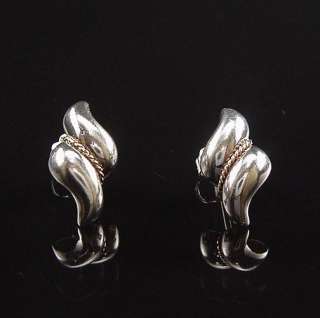 LOVELY VINTAGE ESTATE TIFFANY & CO STERLING 14K ROPE EARRINGS  